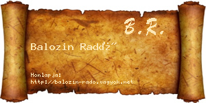 Balozin Radó névjegykártya